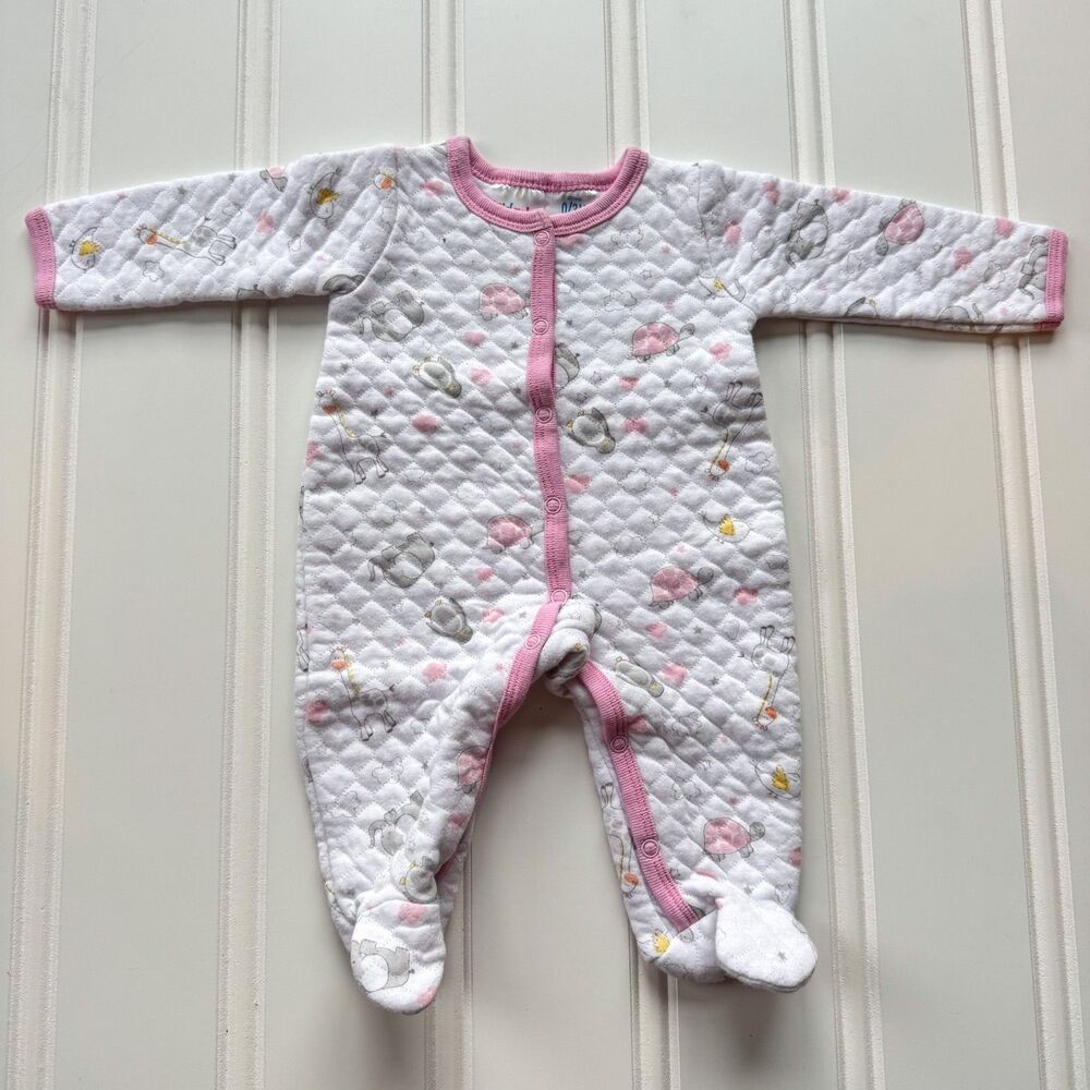 4/$10 - Kidgets Girls Quilted Button Up Baby Footie